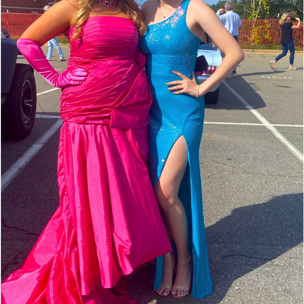 Teal sequin prom dress for sale!!